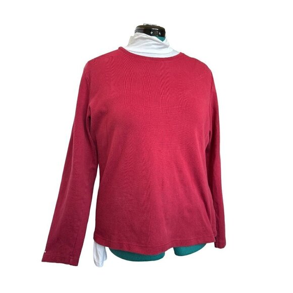 Croft & Barrow Tee Cranberry Women XL Cotton Round neck. Long sleeves - Picture 1 of 10